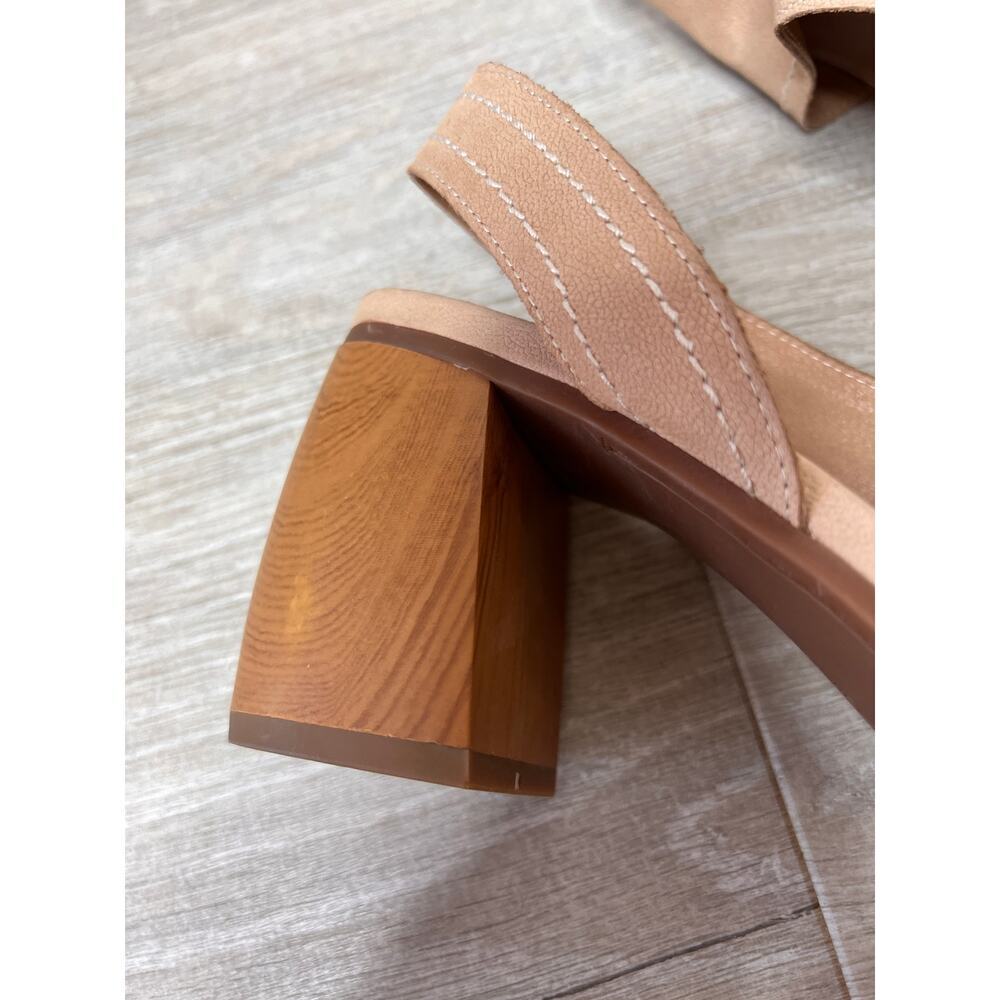 Lucky Brand Sandals Womens Size 7 1/2M Tan Xilna Asymmetric D'Orsay Slingback - Picture 8 of 13